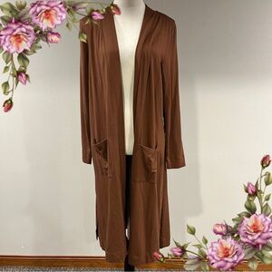 Isaac Mizrahi Brown Long Cardigan Sweater duster size small